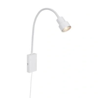 Afbeelding van BRILONER Lampen bedlamp, wandlamp, leeslamp incl. flexibele arm, aan /uitschakelaar via touch functie, 1x LED/GU10, 5 Watt, 400 lumen, 3.000 Kelvin, metaal, wit