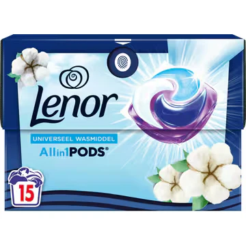 Afbeelding van Lenor Wasmiddel All in 1 Pods Katoen Fris 15 stuks