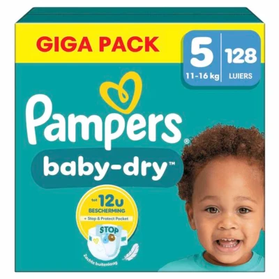 Afbeelding van Pampers Baby Dry Maat 5 (11kg 16kg) 128 Luiers Maandbox