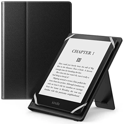 Afbeelding van MoKo Universal Case for 6&quot;,6.8&quot;,7&quot; Kindle eReaders Kindle/Kobo/Voyaga/Lenovo/Sony E Book Reader, Lightweight PU Leather Folio Shell Cover Case, with Hand Strap/Kickstand, Black