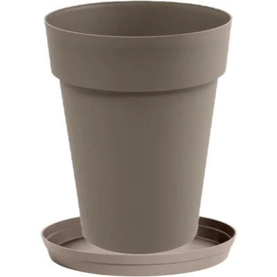 Afbeelding van Bloempot Toscane kunststof taupe D44 x H53 cm inclusief onderschaal D35 Plantenpotten