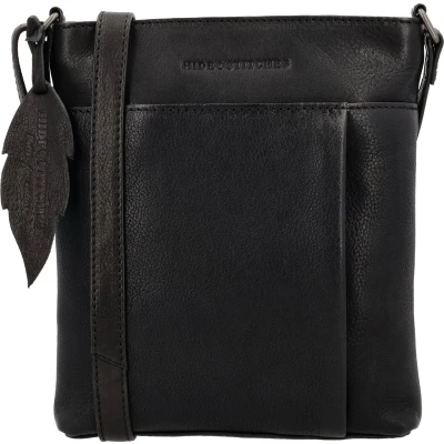 Afbeelding van Hide &amp; Stitches Earth Schoudertas Zwart 100% Leer