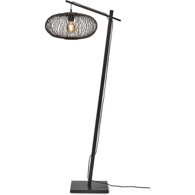 Afbeelding van Good&amp;Mojo Vloerlamp Cango Bamboe Ellips Small Zwart 62x40x150cm