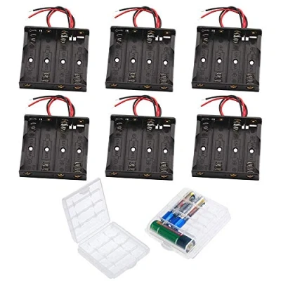 Afbeelding van GTIWUNG 6 delige 4 AA batterijhouder, batterijhouder doos met draad, zwarte plastic batterijen pin, X 1.5V 6V kabels (4 solts), 2 mobiele batterij opbergdoos