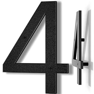 Afbeelding van Yafimea Zwart Huisnummer, Hoogte 20 cm, Stevig ABS Plastic met 3D Drijvend Effect (Nummer 4)