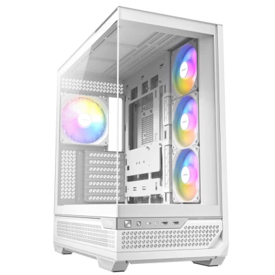 Afbeelding van Antec C7 ARGB wit, RTX 40 GPU ondersteuning, 4 x 120 mm PWM ventilatoren inbegrepen, verticale koeling, Type C 10 Gbps, naadloos gehard glas voor en zijpanelen, 360 radiatorondersteuning,