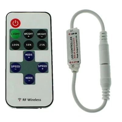 Afbeelding van Mini LED RF Controller 10Key Afstandsbediening 12...24V 144W voor enkelkleurige strips 2 Pin plug + play