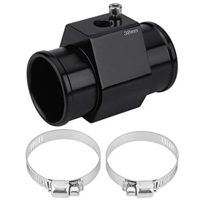 Afbeelding van Watertemperatuur verbindingspijp, aluminium, auto, slang, sensor, meter, adapter, zwart (38mm)