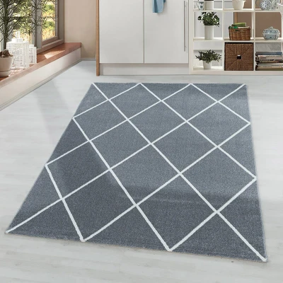 Afbeelding van Laagpolig vloerkleed Smoothly Lines Grijs/Wit 80x150cm Adana Carpets