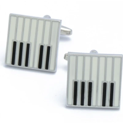 Afbeelding van Manchetknopen Pianotoetsen Wit Zwart Zilver