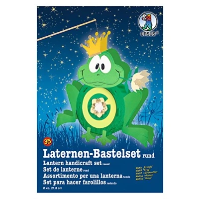 Afbeelding van Ursus 18700035 Lantaarns knutselset, kikker, ca. 21,8 x 21 10,3 cm, diameter inclusief sjabloonboog met knutselhandleiding, om zelf vorm te geven, ideaal voor de volgende lantaarnloop