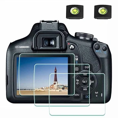 Afbeelding van ULBTER 2000D schermbeschermer van toepassing voor Canon EOS 1300D 1200D Camera &amp; Hot Shoe Cover [2+3 stuks], 0,3 mm 9H hardheid gehard glas Flim Anti Schraap Vingerafdruk Bubble