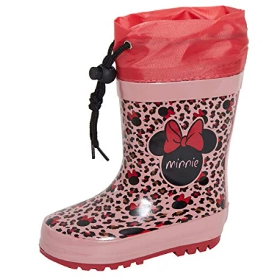 Afbeelding van Disney Minnie Mouse Wellingtons rubberlaarzen voor meisjes, fleece gevoerd, sneeuwschoenen, roze, 10 UK Child