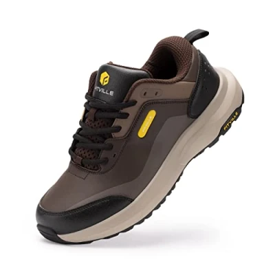 Afbeelding van Fitville Extra Brede Wandelschoenen Heren Lichtgewicht Trekkingschoenen Waterdichte Buitenschoenen Hacking Schoenen Bruin 42 EU breed
