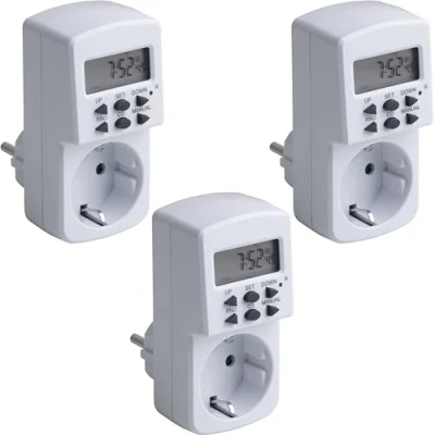 Afbeelding van Meister 7474050 Digitale tijdschakelaar, 1800 W, 3 stuks, zomer en wintertijd, 10 configureerbare programma&#039;s, met countdown functie willekeurige generator/timer voor stopcontact