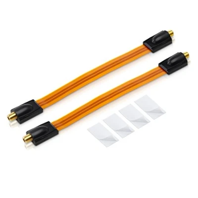 Afbeelding van conecto CC50244 Premium vensterdoorvoer voor SAT kabel coaxiaal (F koppeling naar F koppeling, verguld) incl. kleefpads, 26 cm, koper (2 stuks)
