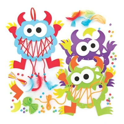 Afbeelding van Baker Ross FE670 Monster dromenvanger knutselset Pak van 4, maak je eigen kaart knutselsets voor kinderen, herfst knutsels en activiteiten jongens meisjes om te maken,gesorteerd