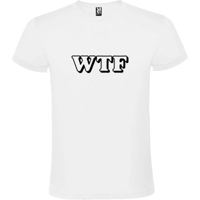 Afbeelding van Wit T shirt ‘WTF’ Zwart maat XS