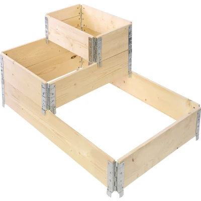Afbeelding van Garronda Palletrand SET Natuurlijk Bloemen Kruiden Palletframe Natuurlijke Verhoogde Bloembedden 60x40x20 cm GD BUD PAL