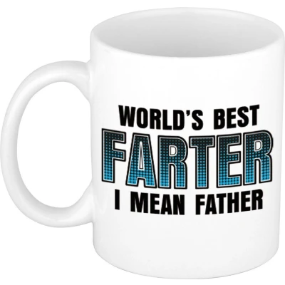 Afbeelding van Bellatio Decorations vaderdag Cadeau mok wit 300 ml worlds best farter mokken feest
