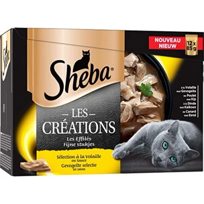 Afbeelding van Sheba Les Créations voor volwassen katten Effilés selectie gevogelte in saus natvoer vershoudzakjes 48 x 85 g