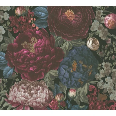 Afbeelding van Livingwalls Vliesbehang bloemen hoogwaardig behang Floral 399791 in rood, blauw, zwart, groen luxe ontworpen door MICHALSKY