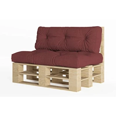 Afbeelding van Chilly Pilley Palletkussen Schuimvlokken Palletmeubilair Palletbank Rugleuning Zitkussen Zijkussenset (Set Van 2 Donkerrood)
