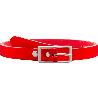 Afbeelding van Rode 2 cm brede leren riem, maat 95. Voor taillemaat 90 100