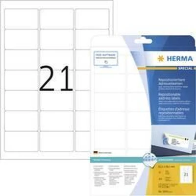 Afbeelding van Herma 5074 Etiketten 63.5 x 38.1 mm Papier Wit 525 stuk(s) Weer verwijderbaar Universele etiketten, Adresetiketten Inkt