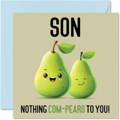 Afbeelding van Verjaardagskaarten voor zoon niets com peren grappige gelukkige verjaardagskaart van mama papa, verjaardagscadeautjes, 145 mm x grap wenskaarten mannen hem