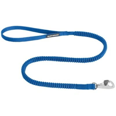 Afbeelding van RUFFWEAR Trail Runner hondenriem, uitschuifbare hondenriem 1 m tot 1,8 m, klitvrij, zwaar belastbaar, hondenlooplijn en hondenlooplijn, Zero Shock Flexi verlengbare riem, blauw, groot