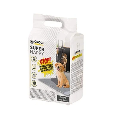 Afbeelding van Croci Super Nappy Actieve kool hygiënische matten voor honden 57 x 54 cm 30 stuks, spanten en huisdieren, pipi hond kat, ultra absorberend, wegwerp, scheurvast geurremmend