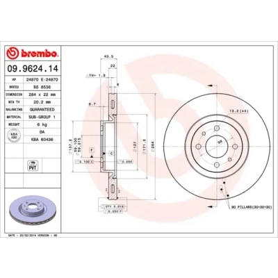 Afbeelding van Brembo Remschijf 09.9624.14