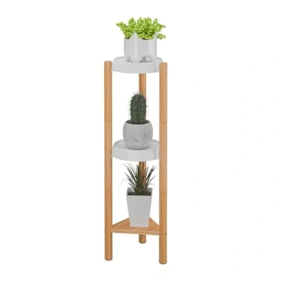 Afbeelding van plantenstandaard binnen 78 x 25 22 cm 3 etages bamboe kunststof