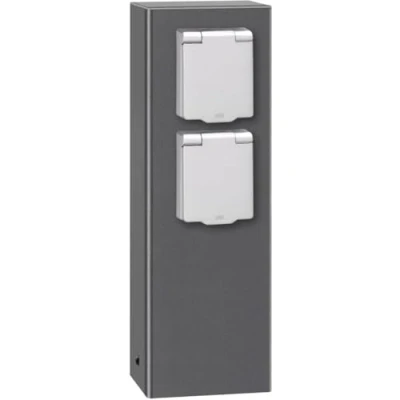 Afbeelding van LCD Wandcontactdooszuil 018, 2 voudig, grafiet