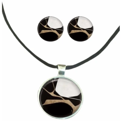 Afbeelding van Set Sharon zilver oorknopjes en ketting Charme Bijoux