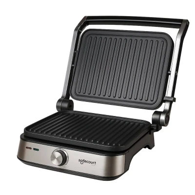 Afbeelding van Safecourt Kitchen Contactgrill compact CG200 Tosti apparaat Grill Uitneembare platen RVS