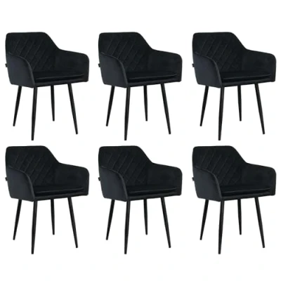 Afbeelding van Lina® Noble Eetkamerstoelen Zwart Set van 6 Velvet