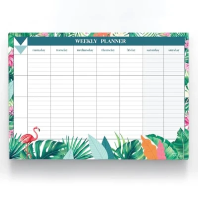Afbeelding van Joeji&#039;s Kitchen Weekplanner Pad Afscheurvellen 60 pagina&#039;s A4 organizer, 100 g/m², offsetpapier, geperforeerd gat om op te hangen, plan je wekelijkse tijdschema (Aqua)