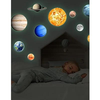 Afbeelding van Nuvance Glow in the Dark Sterren Planeten 10 stuks Muurstickers Babykamer