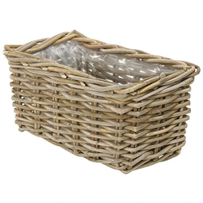 Afbeelding van Dehner rotan plantenbak, ca. 60 x 23 20 cm, vlechtwerk, grijs/bruin