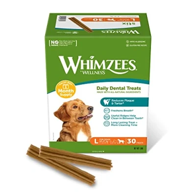 Afbeelding van WHIMZEES By Wellness Stix, natuurlijke, graanvrije tandverzorgingssnacks, kauwstangen voor grote honden, maandverpakking, 30 stuks, maat L