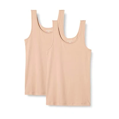 Afbeelding van Amazon Essentials Women&#039;s Tanktop met slanke pasvorm, Pack of 2, Beige, L