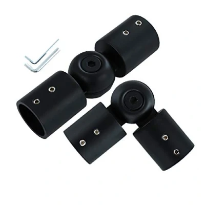 Afbeelding van Raamhoek Gordijnroede Connector, Verstelbare Gordijnen Staven Connector Voor Erkers Blinds Met 1 &quot;En 3/4&quot; Zwart Zilver Kleur