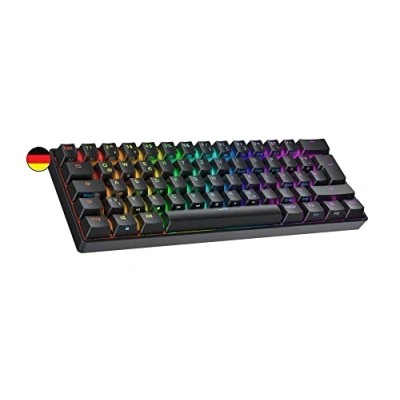 Afbeelding van Ranked N60 Nova 60% Heet Verwisselbaar Mechanisch Gamingtoetsenbord 62 Toetsen Multi Color RGB LED Backlit voor PC/Mac QWERTZ ISO DE Duitse (Zwart, Gateron Pro Yellow)