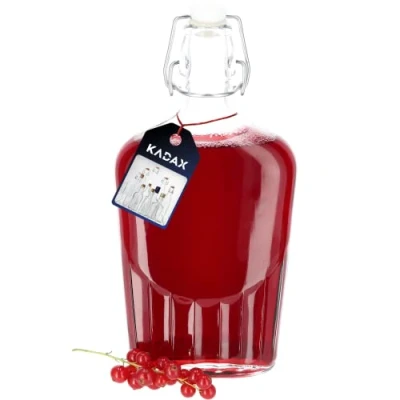 Afbeelding van KADAX Fruitlikeurfles met beugelsluiting, vintage glazen fles, robuuste fles van sodaglas, beugelsluiting (500 ml, 1 stuk)