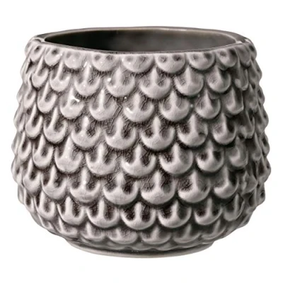 Afbeelding van Bloomingville Bloempot Pinecone Kleur decoratieve bloempotten voor binnen, creatieve retrostijl, S (9,5 cm ø), grijs, keramiek