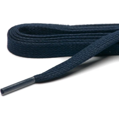 Afbeelding van Schoenveters wax donkerblauw plat dikte 7 mm 120 cm