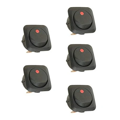 Afbeelding van Mintice 5 Stuks 25mm 12V 25A 3Pin Tuimelschakelaar Rood Licht Schakelaar AAN/UIT Wipschakelaar Autoschakelaar Drukschakelaar Drukknop Auto Vrachtwagen Boot Dashboard