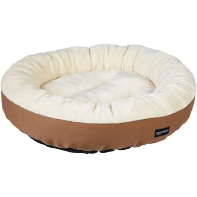 Afbeelding van Amazon Basics Huisdierenbed, rond, voor honden en katten, 51 x 15 cm (l b h), crème/bruin